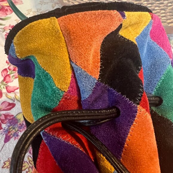 GINO Vintage 80's Suede & Leather Draw String Bucket Bag - Picture 12 of 16